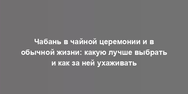 Чабань в чайной церемонии и в обычной жизни: какую лучше выбрать и как за ней ухаживать