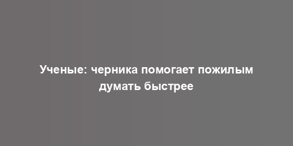 Ученые: черника помогает пожилым думать быстрее