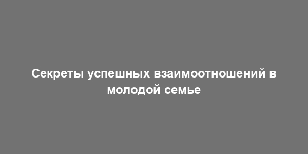 Секреты успешных взаимоотношений в молодой семье